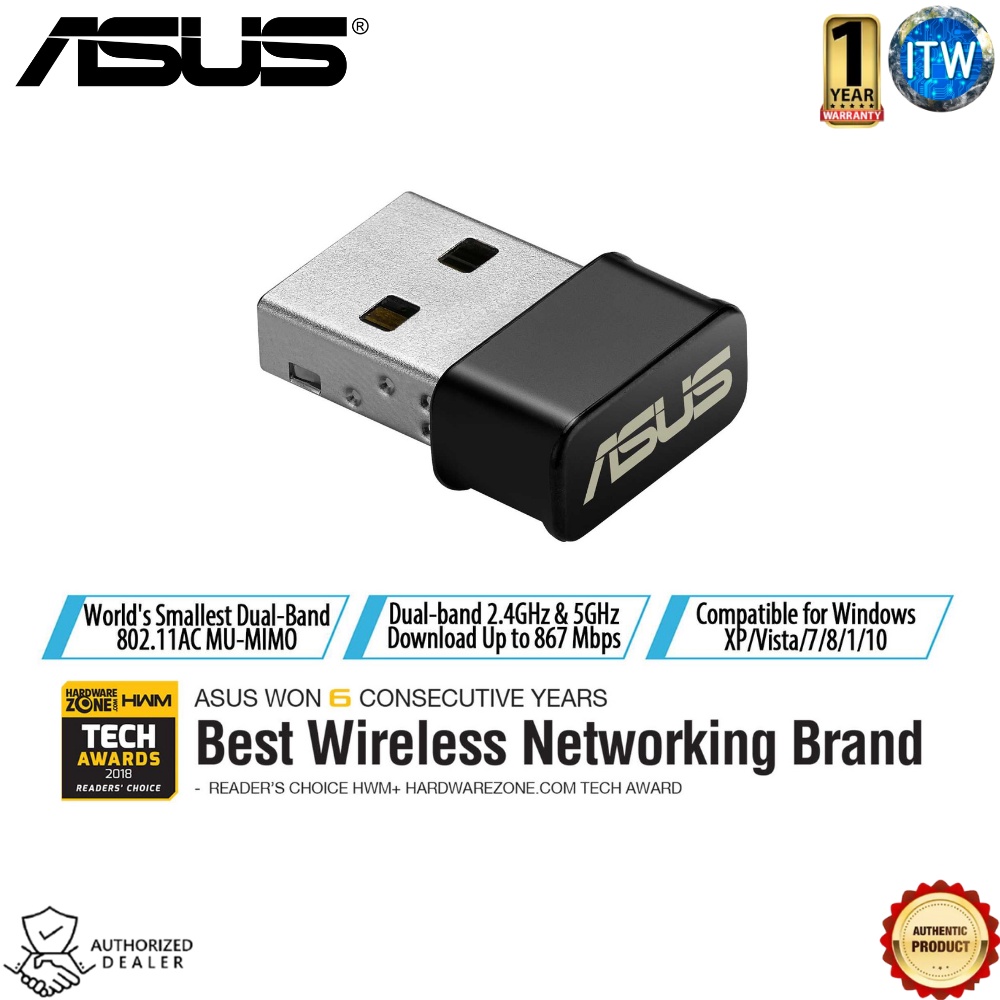 Asus USB-AC53 Nano - AC1200 Dual-band USB Wi-Fi Adapter (USB-AC53)