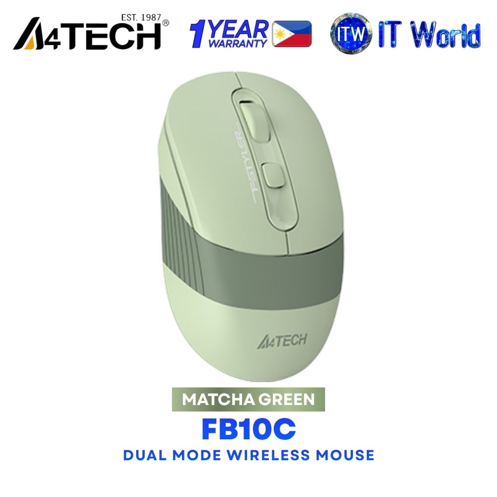 A4Tech FB10C Anti-Slippery Side Optical Dual Mode Wireless Mouse - Matcha Green