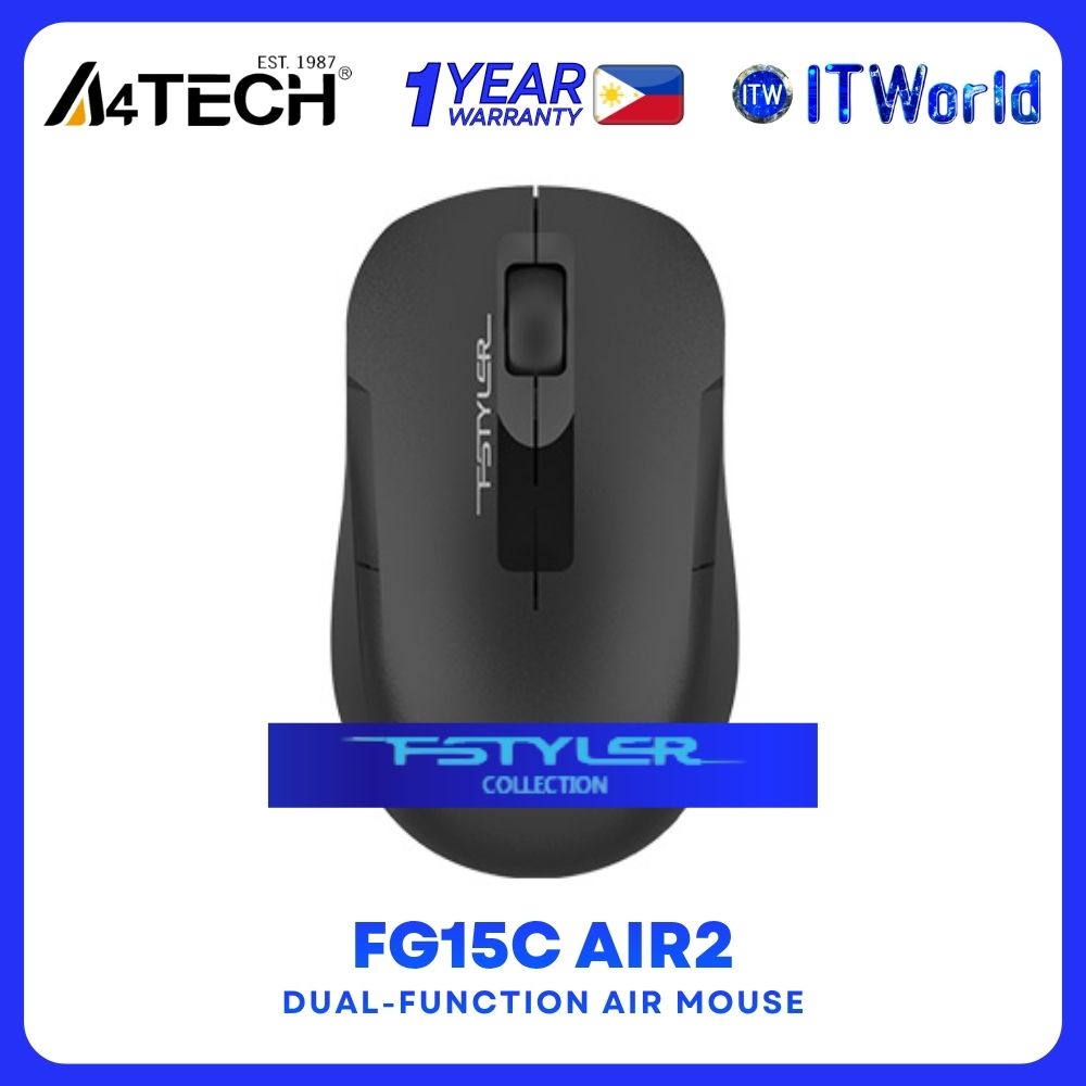A4TECH FG15C Air2 Wireless Air Mouse Dual Mode 2.4GHz 1200DPI Rechargeable - FSTYLER COLLECTION