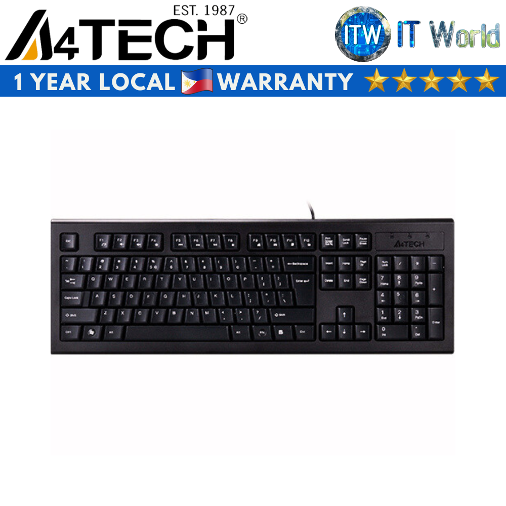 Itw | A4tech KRS-85 Black Natural A FN RoundedEdge Keycaps Wired Keyboard