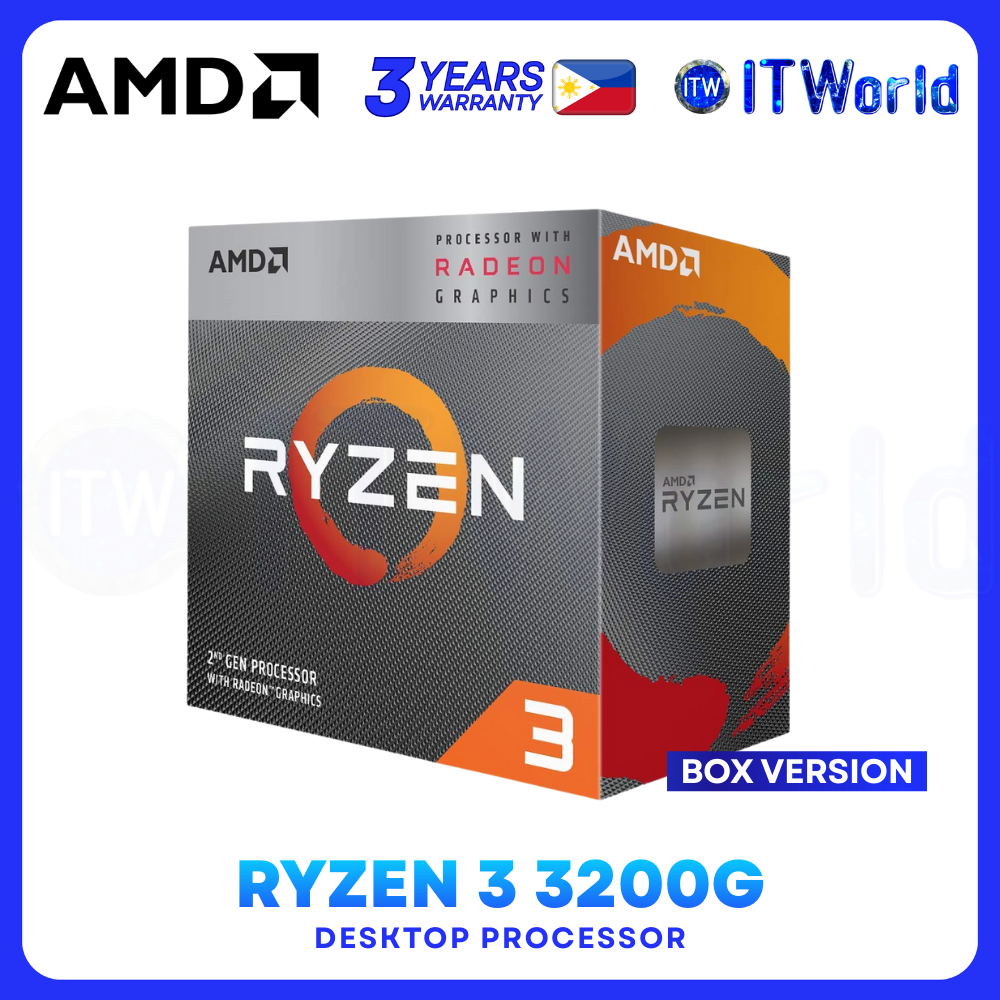 AMD Ryzen 3 3200G CPU - 4-Core 3.6GHz Up to 4.0GHz with Radeon Vega 8 Graphics Desktop Processor - Tray Type With Cooling Fan