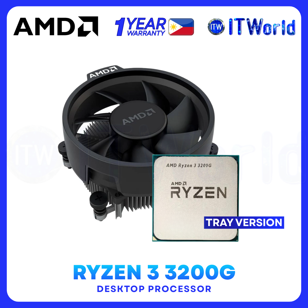 AMD Ryzen 3 3200G CPU - 4-Core 3.6GHz Up to 4.0GHz with Radeon Vega 8 Graphics Desktop Processor - Tray Type With Cooling Fan