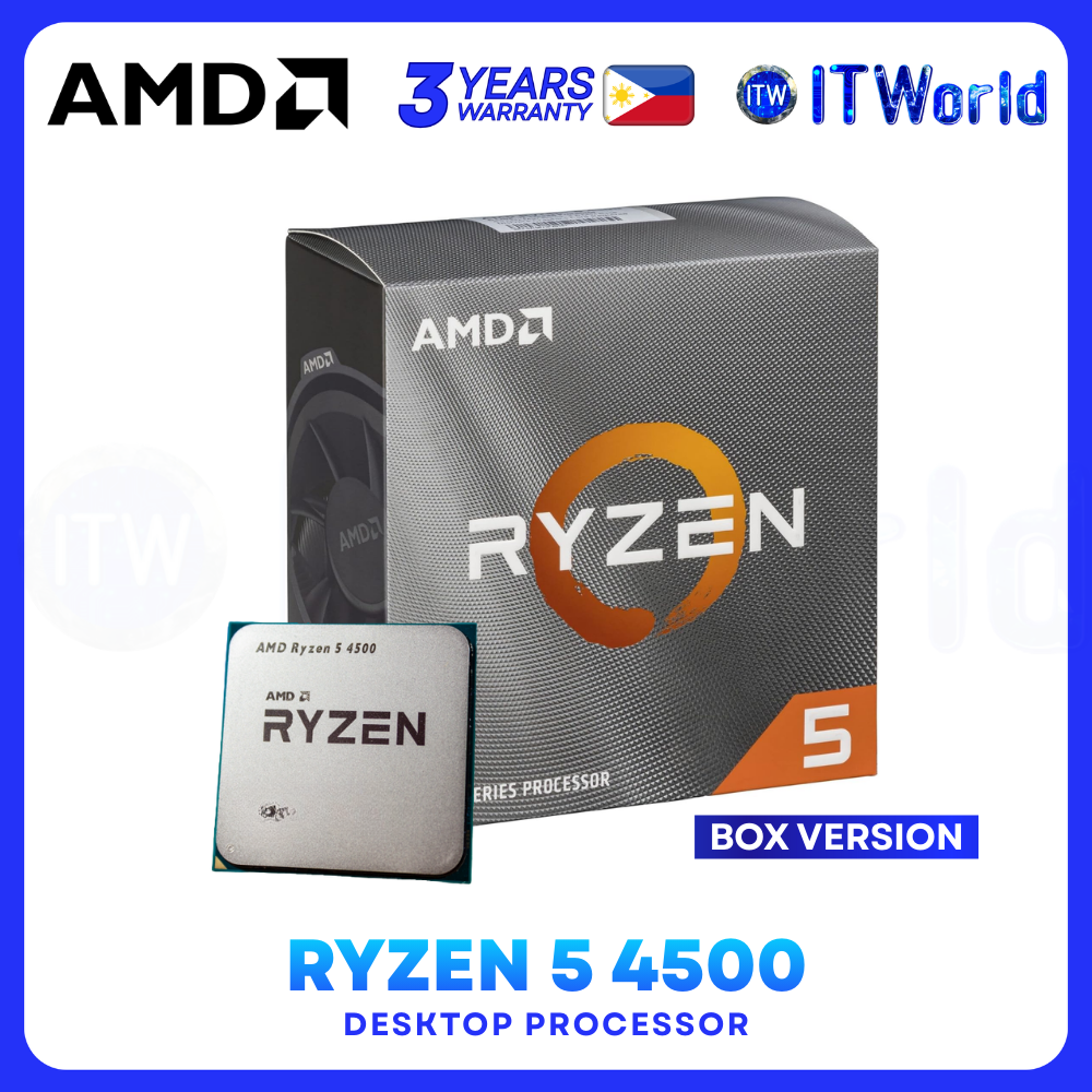 AMD Ryzen 5 4500 CPU - 6 Cores 12 Threads / AM4 / 3.6GHz Zen 2 Desktop Processor - Box