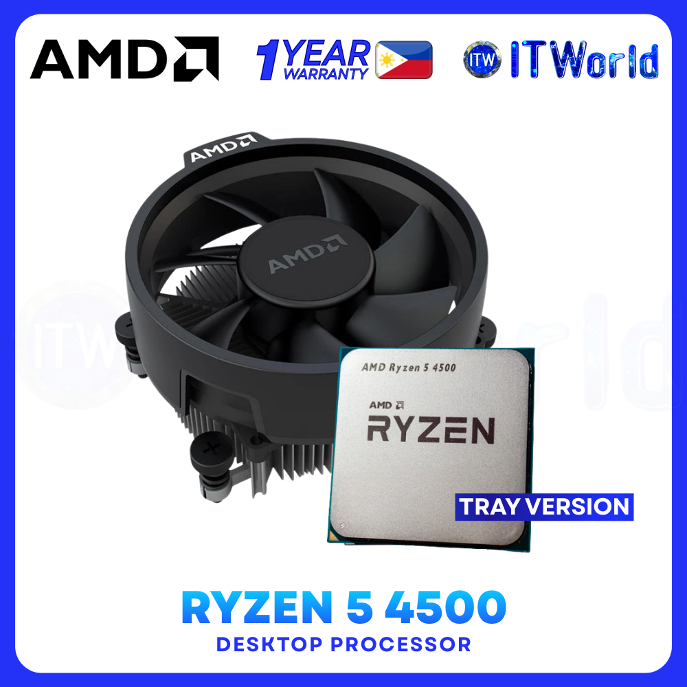 AMD Ryzen 5 4500 CPU - 6 Cores 12 Threads / AM4 / 3.6GHz Zen 2 Desktop Processor - Tray Type With Cooling Fan