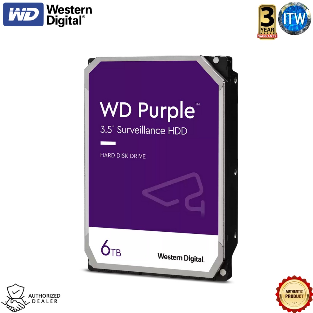 Itw | Western Digital Purple 6TB 256MB Cache 3.5-inch SATA 6Gb/s Internal HDD (WD64PURZ)