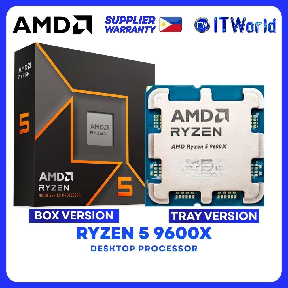 AMD Ryzen 5 9600X 6Cores 12Threads Desktop Processor without Cooler Included - Box | Tray Type itw (Tray Type)