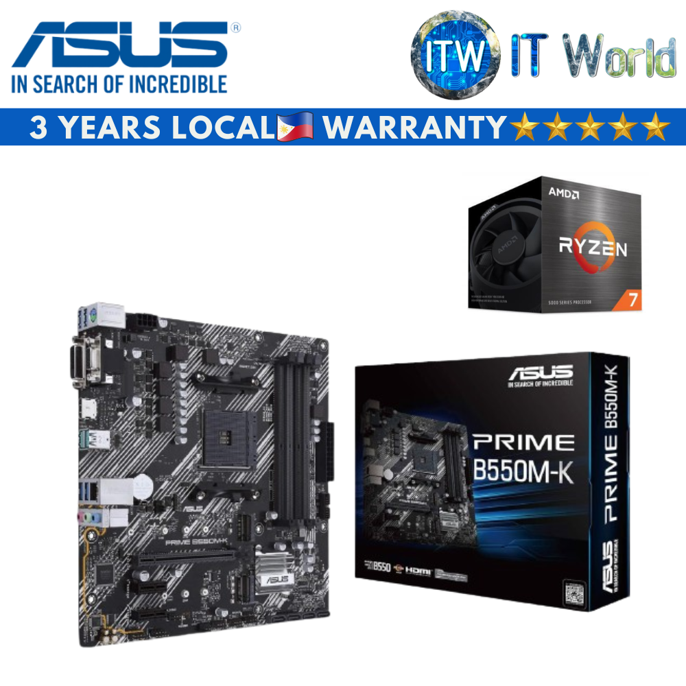 AMD Ryzen 7 5700 Processor with Asus Prime B550M-K AMD B550 MicroATX Motherboard Bundle
