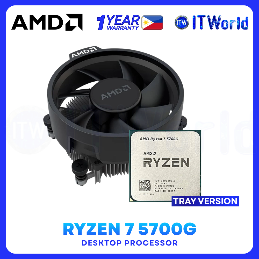 AMD Ryzen 7 5700G CPU - 8 Cores 16 Threads up to 4.6GHz Radeon Graphics Desktop Processor - Tray Type With Cooler Fan