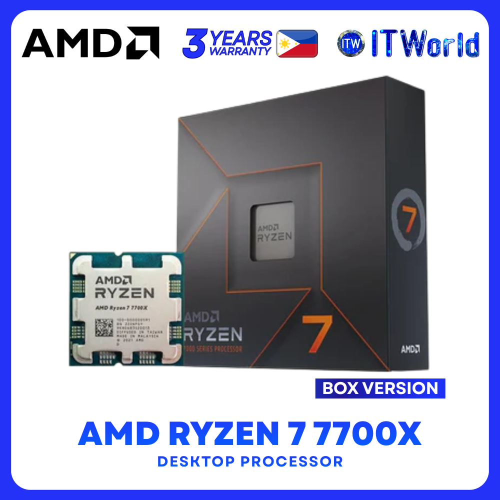 AMD Ryzen 7 7700X 8 Cores / 16 Threads - Up to 5.4GHz / AM5 Desktop Processor - Box Version (No Cooler Included) 
