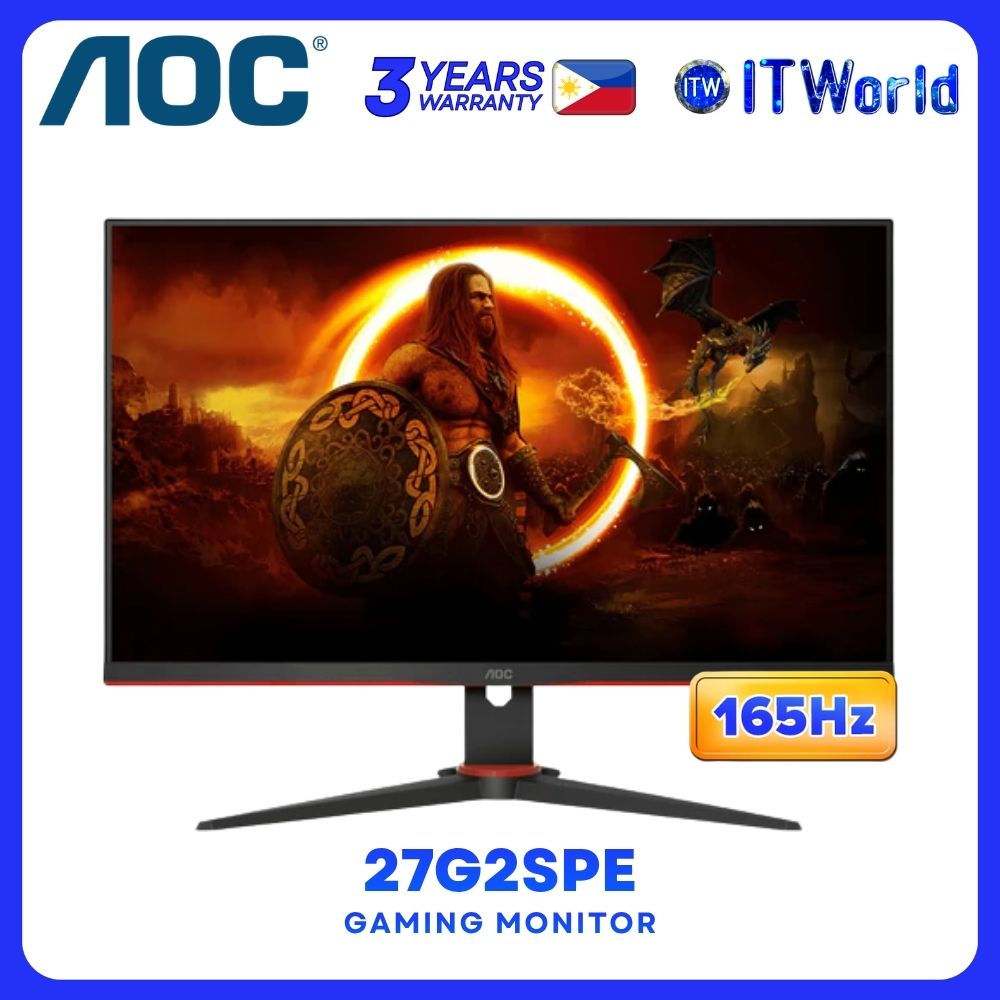 AOC 27G2SPE - 27" 1920x1080 FHD / 165Hz / IPS / 4ms GTG, 1ms MPRT / Flicker Free / Gaming Monitor