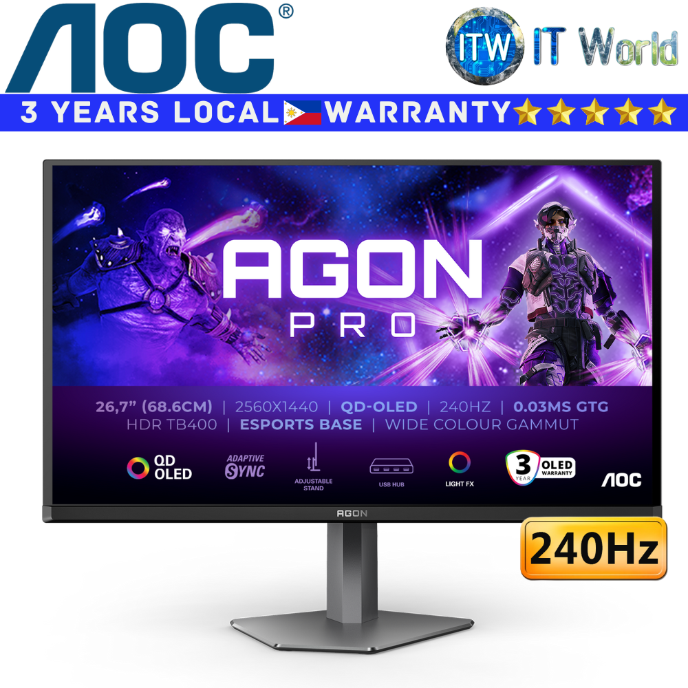 AOC Gaming Monitor AG276QZD2 27" 2560x1440 / 240Hz / QD OLED / 0.03ms GtG