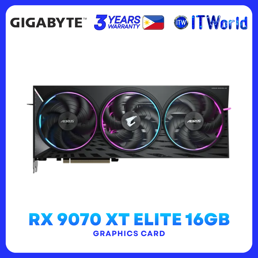 AORUS Radeon RX 9070 XT ELITE 16GB GDDR6 PCIe 5.0 Graphics Card GV-R9070XTAORUS-E-16GD