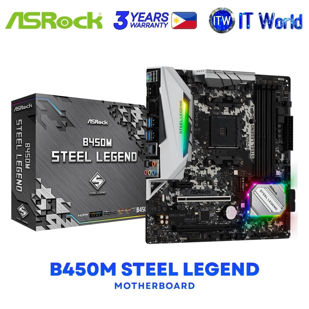 ASRock B450M Steel Legend micro-ATX AM4 DDR4 AMD Promontory B450 Chipset Motherboard
