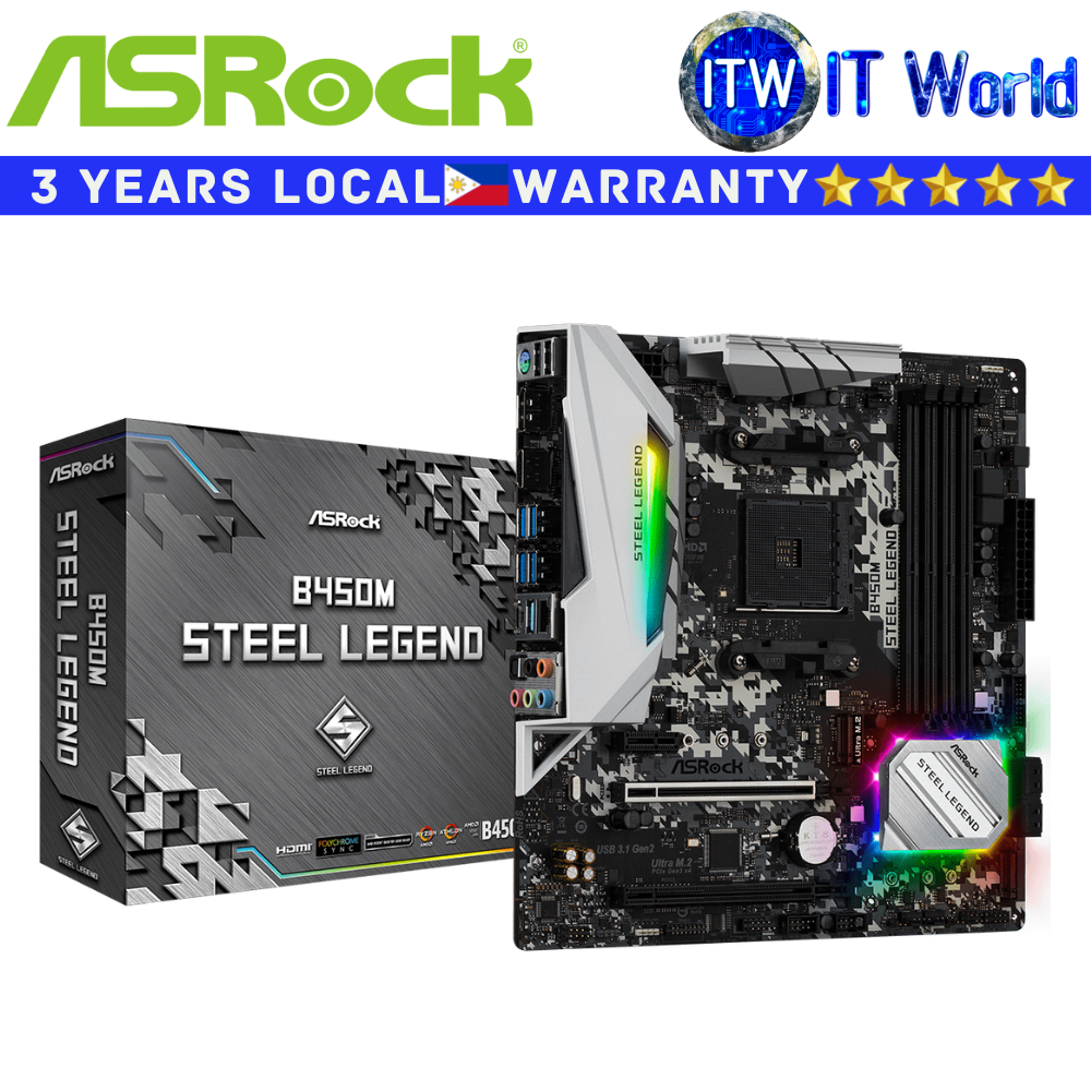 ASRock Motherboard B450M Steel Legend micro-ATX AM4 DDR4