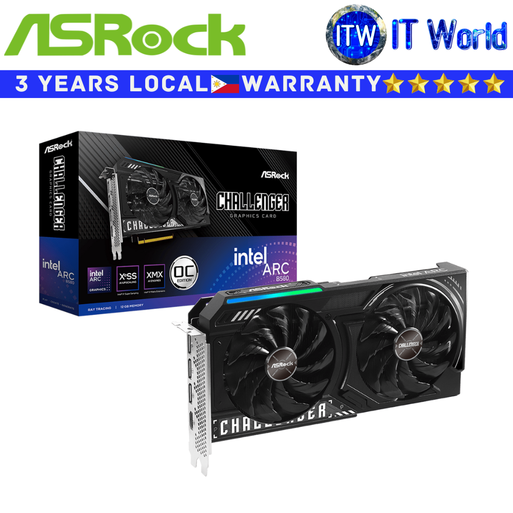 ASRock Intel Arc B580 Challenger 12GB GDDR6 OC Graphic Card (AR-B580-CL-12GO)