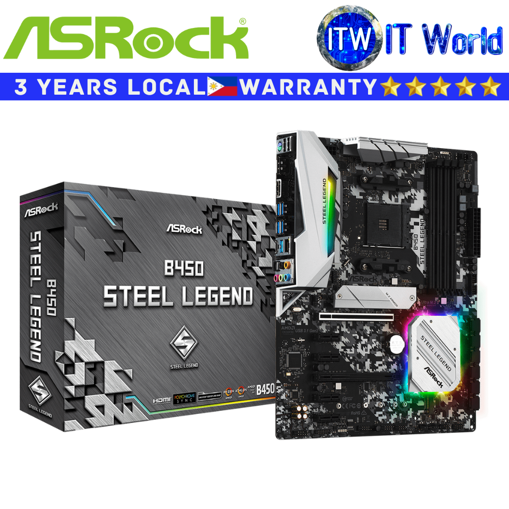 ASRock Motherboard B450 Steel Legend ATX AM4 DDR4
