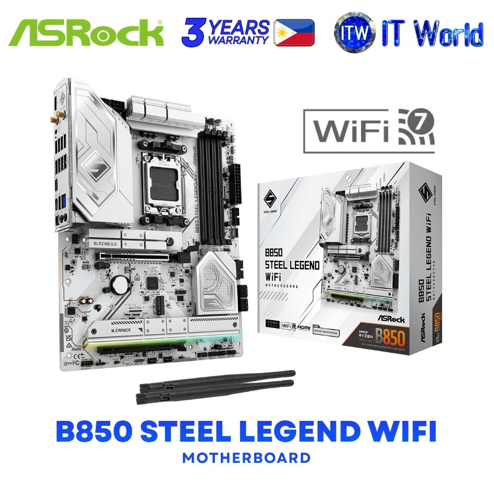 ASRock B850 Steel Legend Wifi ATX AM5 DDR5 AMD B850 Chipset Motherboard