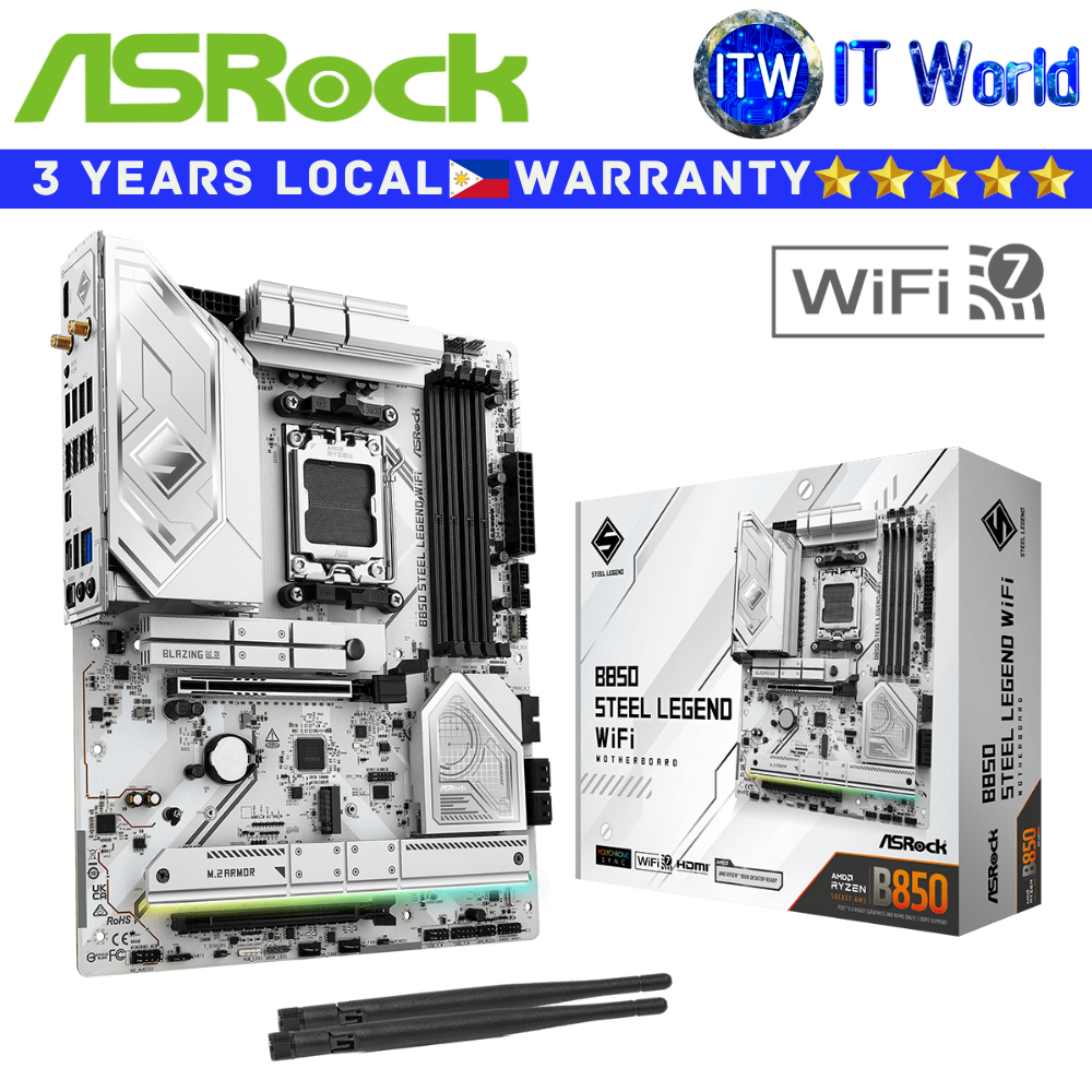 ASRock Motherboard B850 Steel Legend Wifi ATX AM5 DDR5