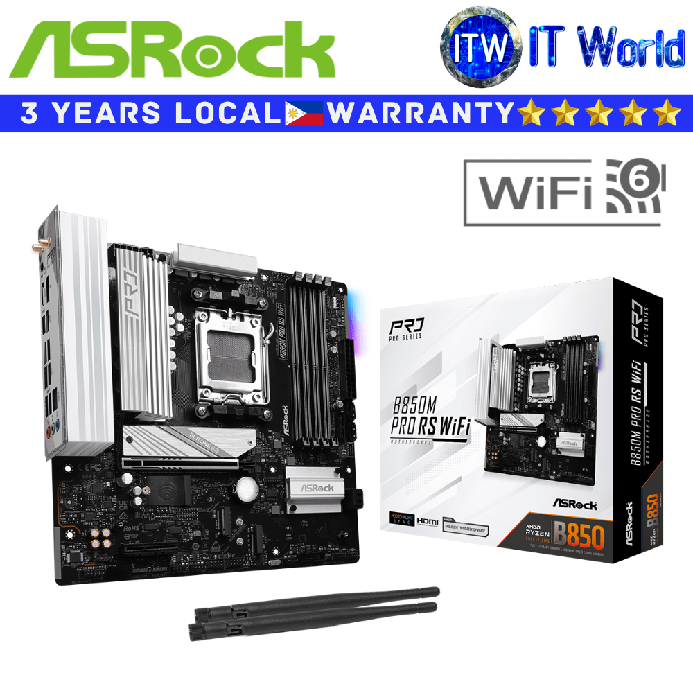 Itw | ASRock Motherboard B850M Pro RS Wifi microATX AM5 DDR5
