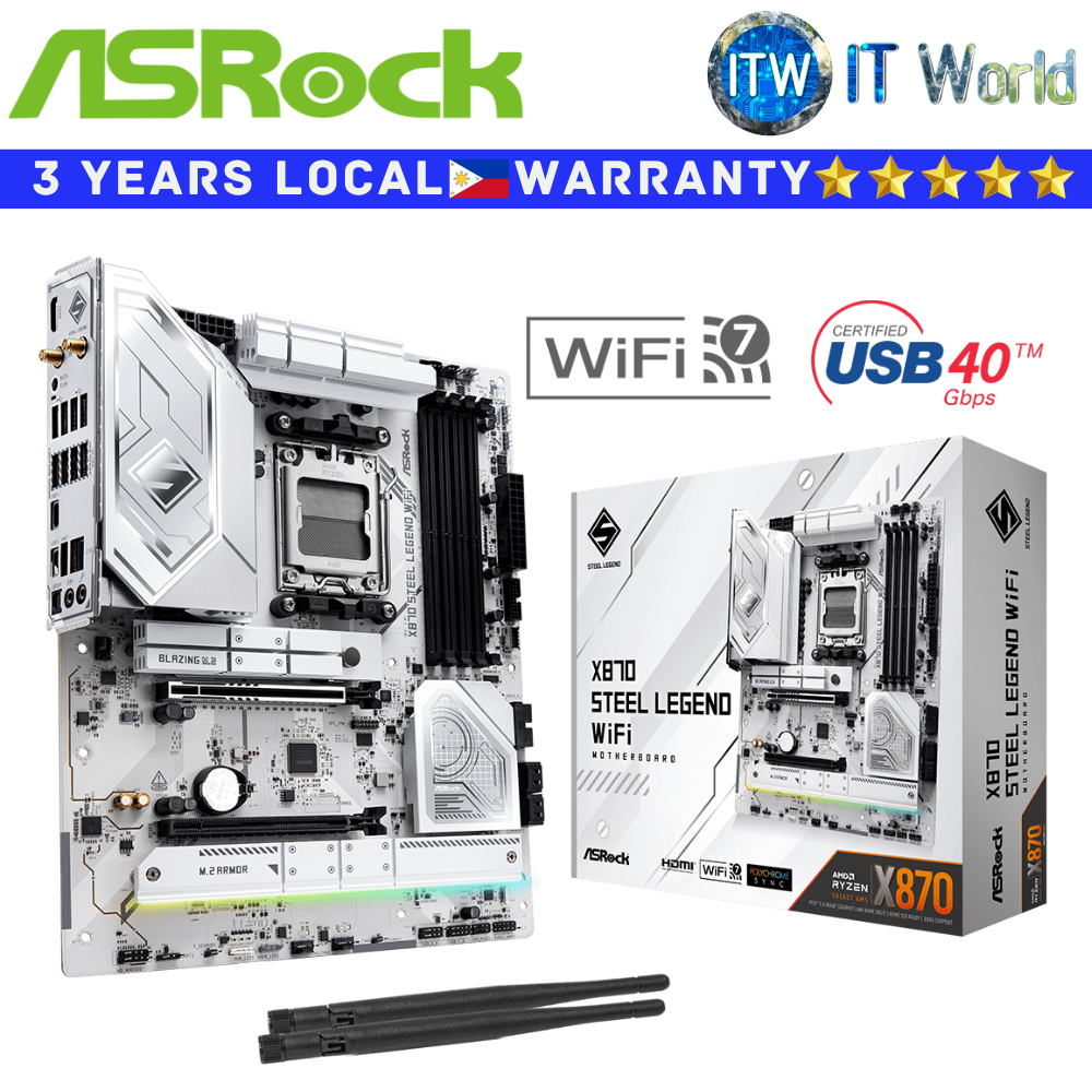 ASRock Motherboard X870 Steel Legend Wifi ATX AM5 DDR5