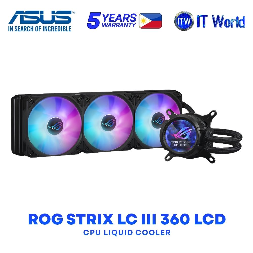 ASUS ROG Strix LC III 360 ARGB LCD 7th V2 Gen Asetek Pump CPU Liquid Cooler - Black