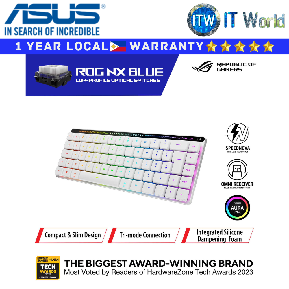 ASUS Gaming Keyboard ROG Falchion RX Low Profile White (Blue Switch)