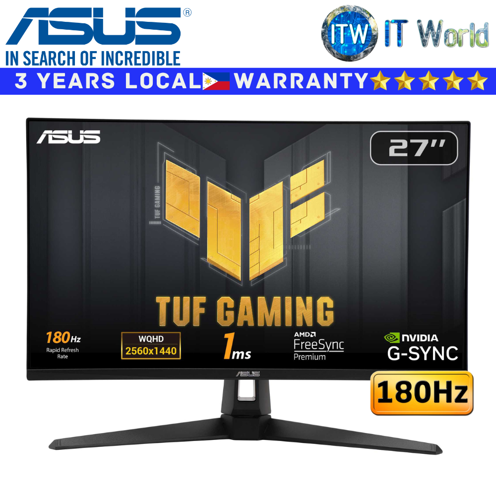 ASUS Gaming Monitor TUF Gaming VG27AQ3A 27" 2560 x 1440 QHD / 180Hz / Fast IPS / 1ms GTG