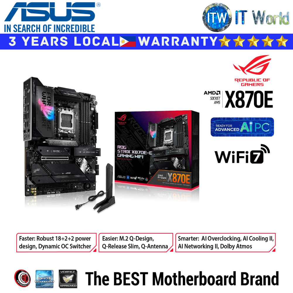 ASUS Motherboard ROG Strix X870E-E Gaming Wifi ATX AM5 DDR5