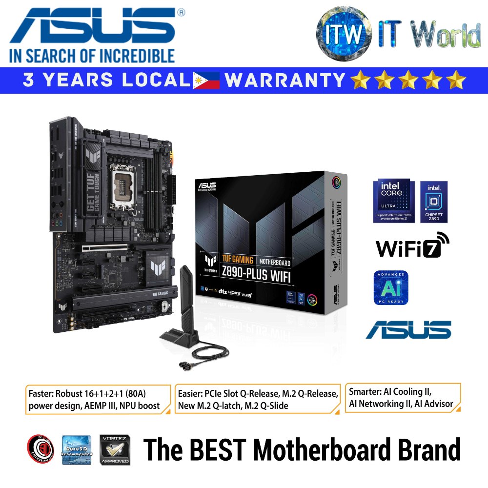 ASUS Motherboard TUF GAMING Z890-PLUS WIFI ATX LGA 1851 DDR5
