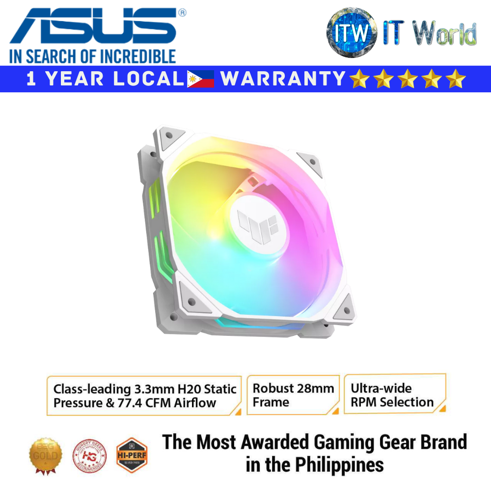 ASUS PC Fan TUF Gaming TR120 120mm ARGB Fan - Single Pack (White)