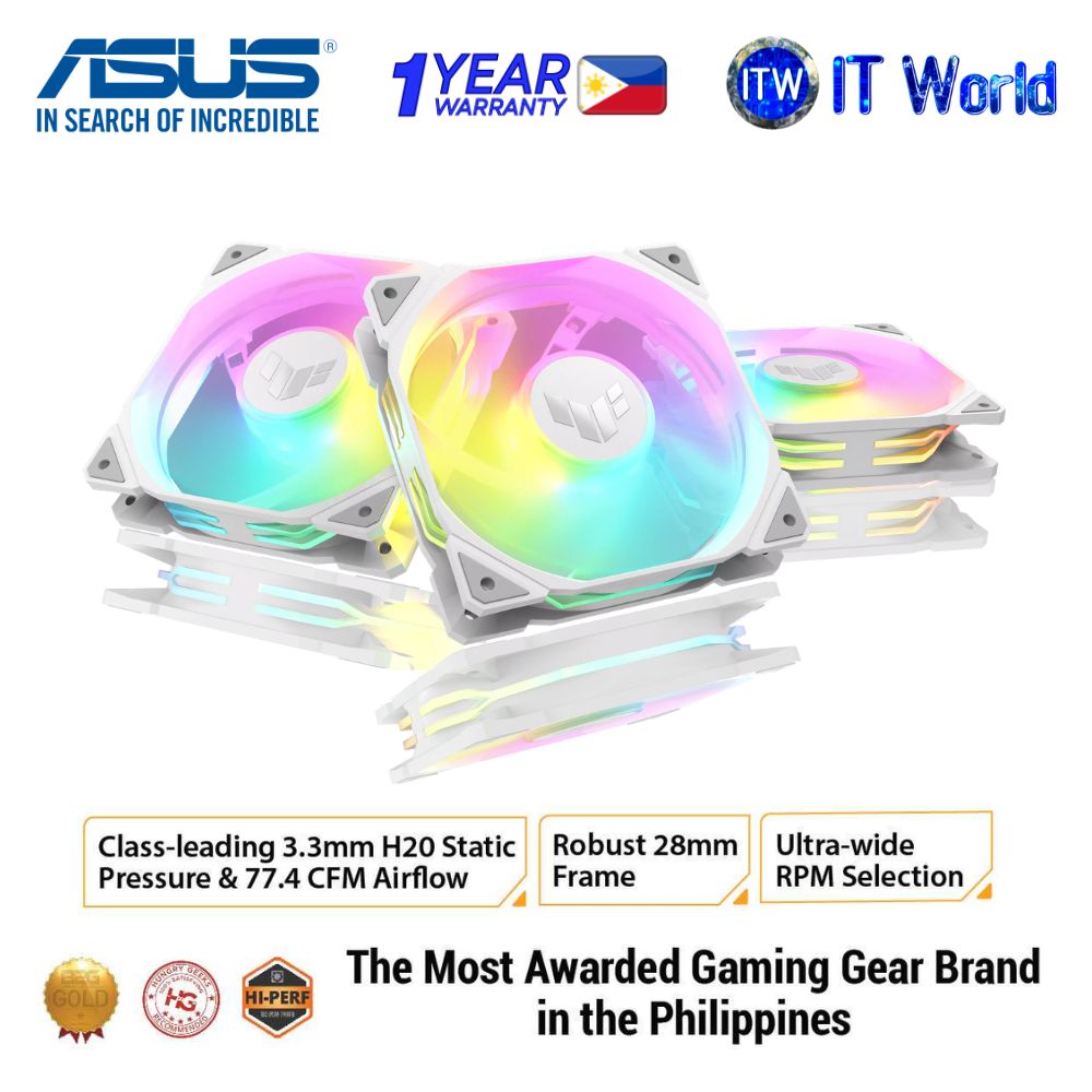 ASUS TUF Gaming TR120 ARGB Aura Sync Hydraulic Bearing Triple Pack Fan - White