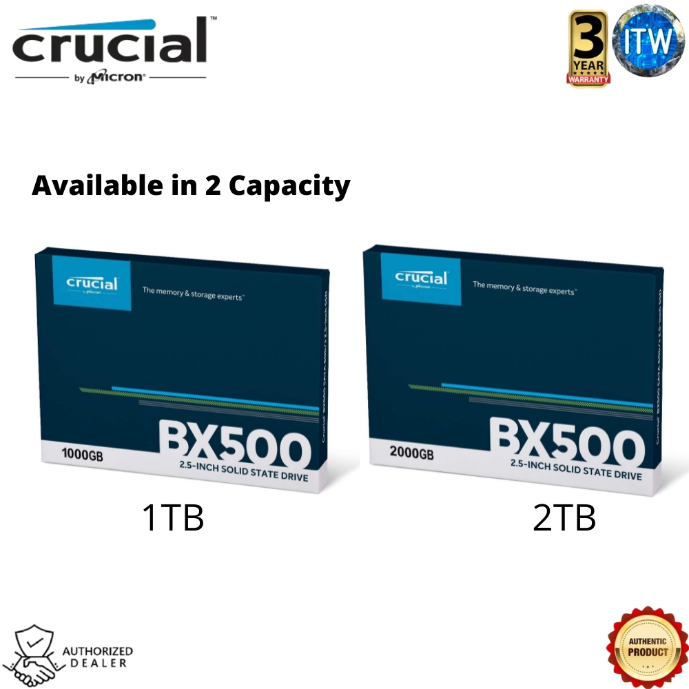 Crucial BX500 3D NAND SATA 2.5 Inch Internal SSD, up to 540MB/s - in 1TB / 2TB