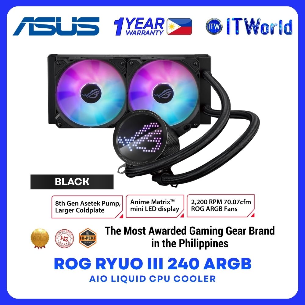 ASUS ROG Ryou III 240 ARGB AURA Sync 8th Gen Asetek Pump All-in-one Liquid CPU Cooler - Black