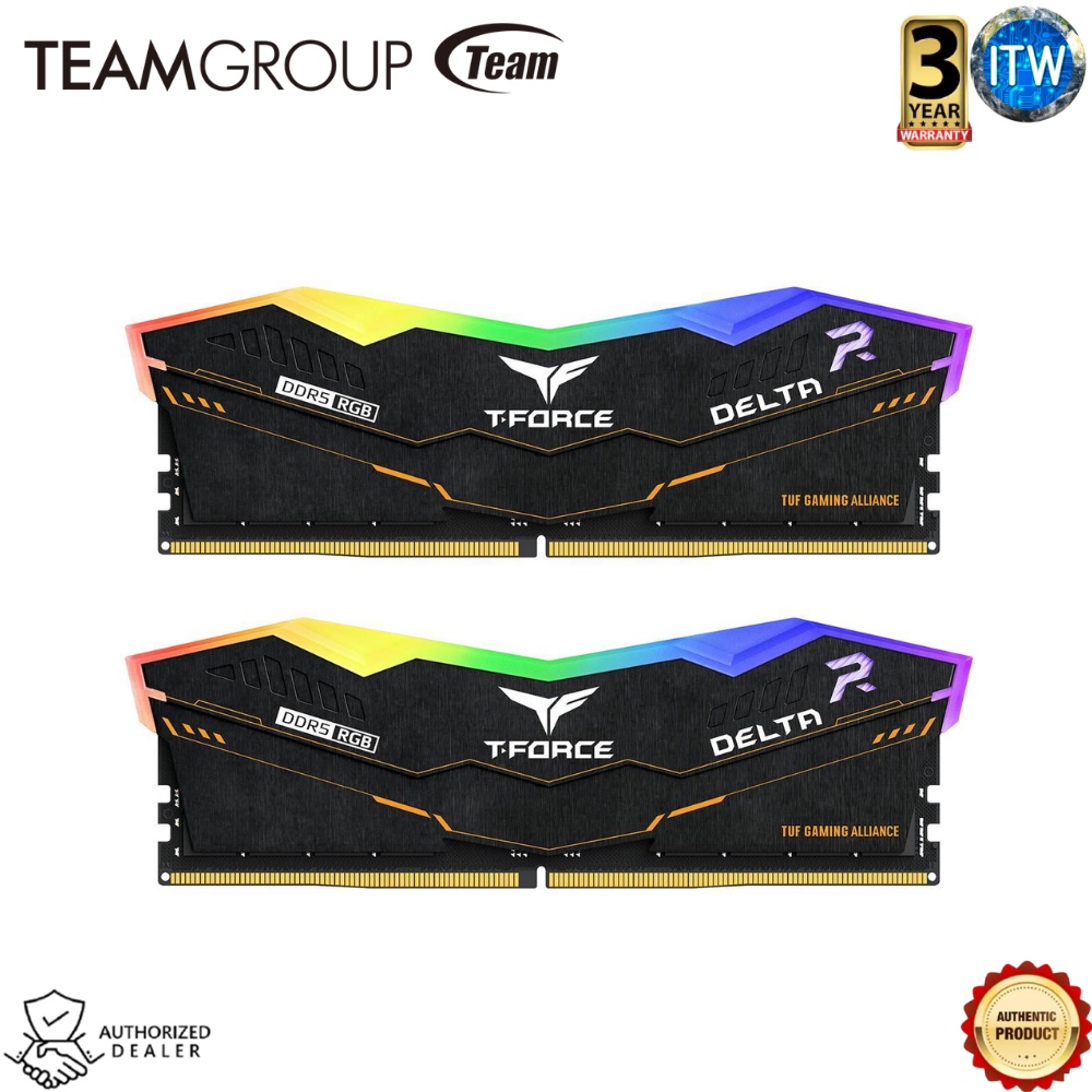 TEAMGROUP T-Force Delta TUF Gaming Alliance RGB DDR5 32GB(2x16GB) 5200MHz (PC5-41600) CL40 Desktop Memory (FF5D532G5200HC40CDC01)