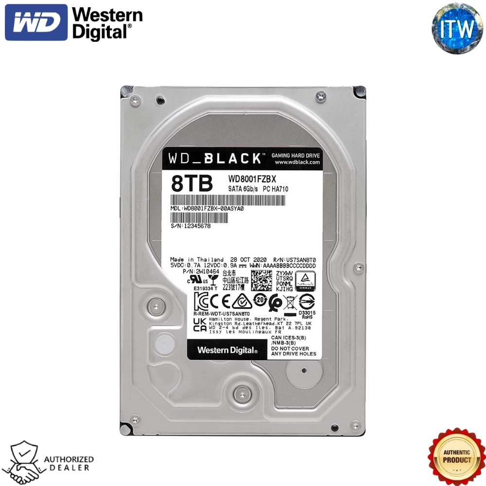 Western Digital WD Black | 8TB | 7200 RPM | SATA 6 Gb/s | 3.5&quot; Internal Hard Drive HDD (WD8001FZBX)