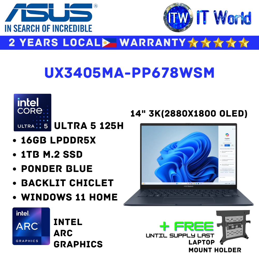 ASUS SYS NB UX3405MA-PP678WSM PONDER BLUE 14" 3K (2880 x 1800)