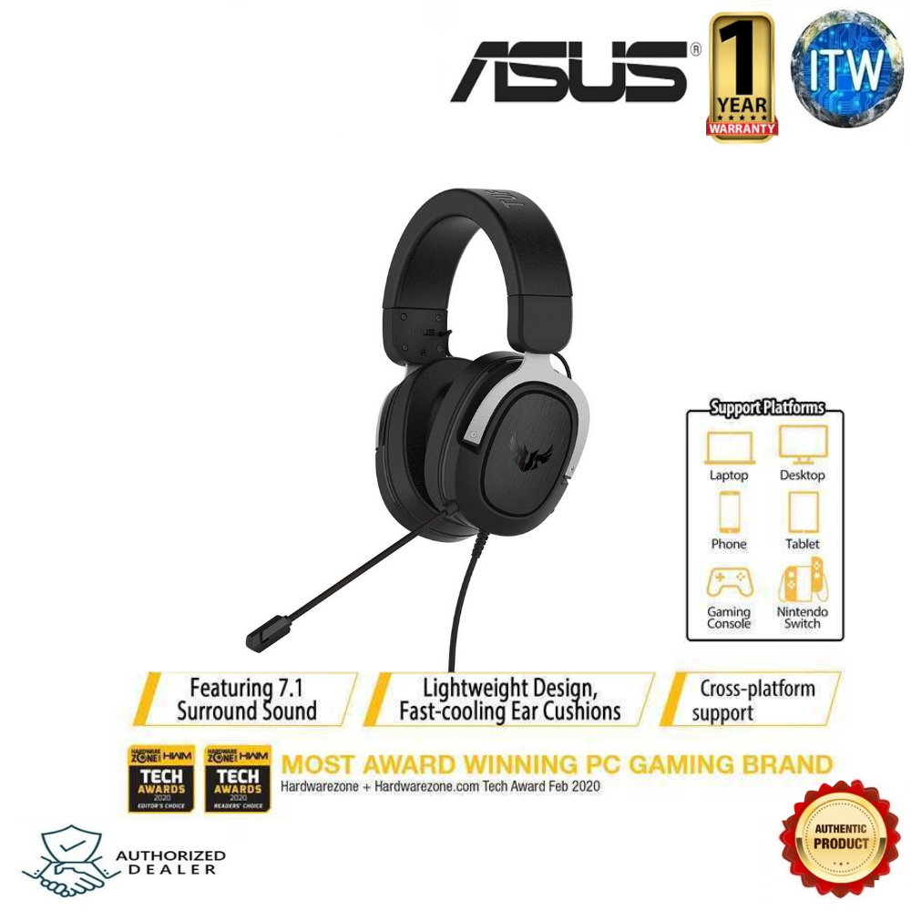 ASUS TUF GAMING H3 Wired Gaming Headset with 7.1 Virtual Surround Sound