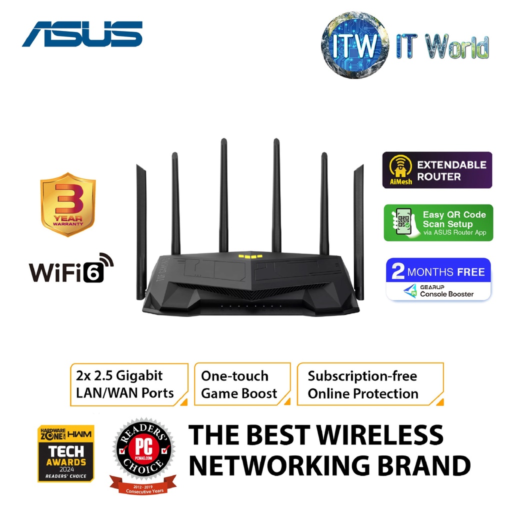 ASUS TUF Gaming AX6000 Dual Band WiFi 6 Extendable Gaming Router, Dual 2.5G Ports, AiMesh Compatible