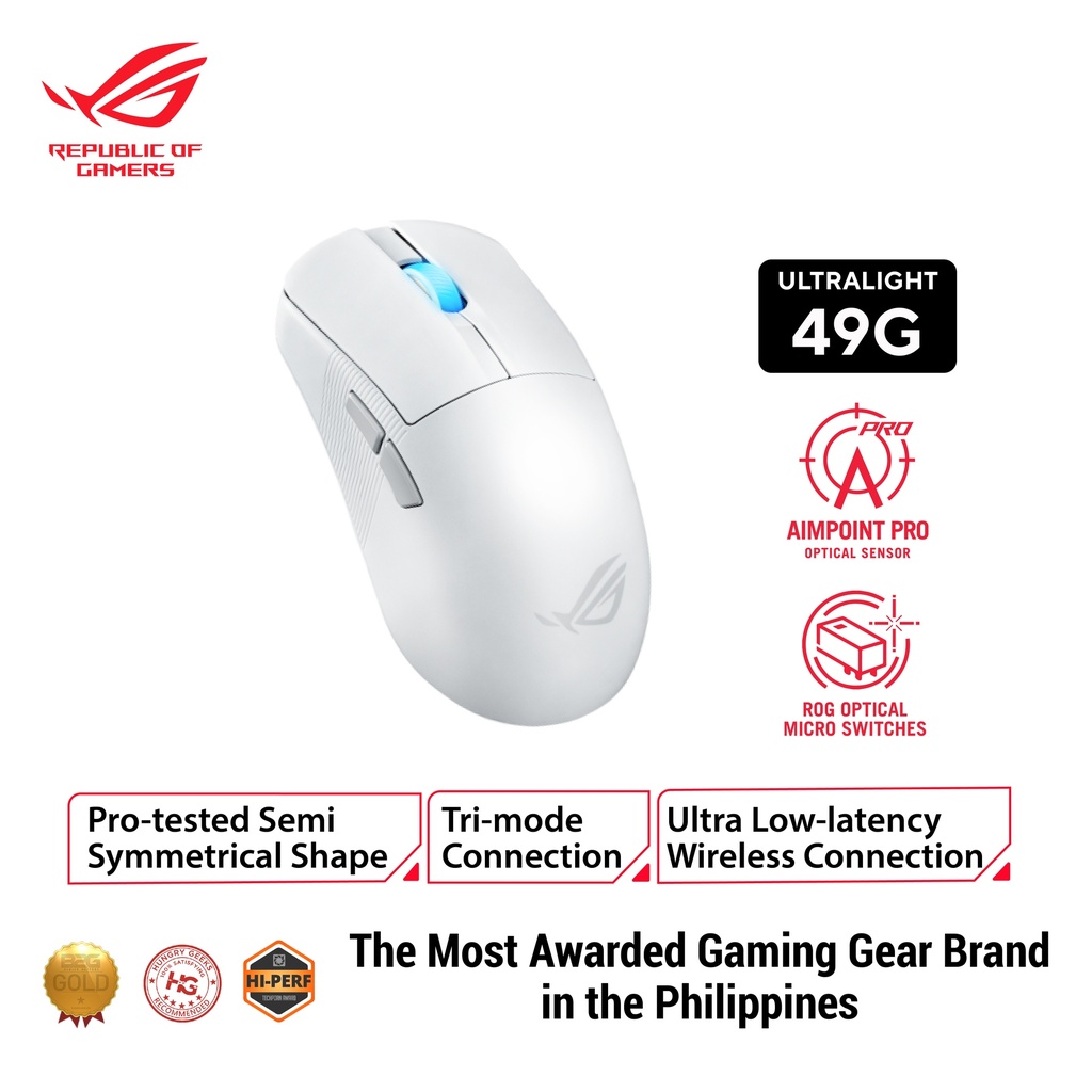 ASUS Wireless Gaming Mouse P716 ROG Harpe Ace Mini Ultralight (Moonlight White)