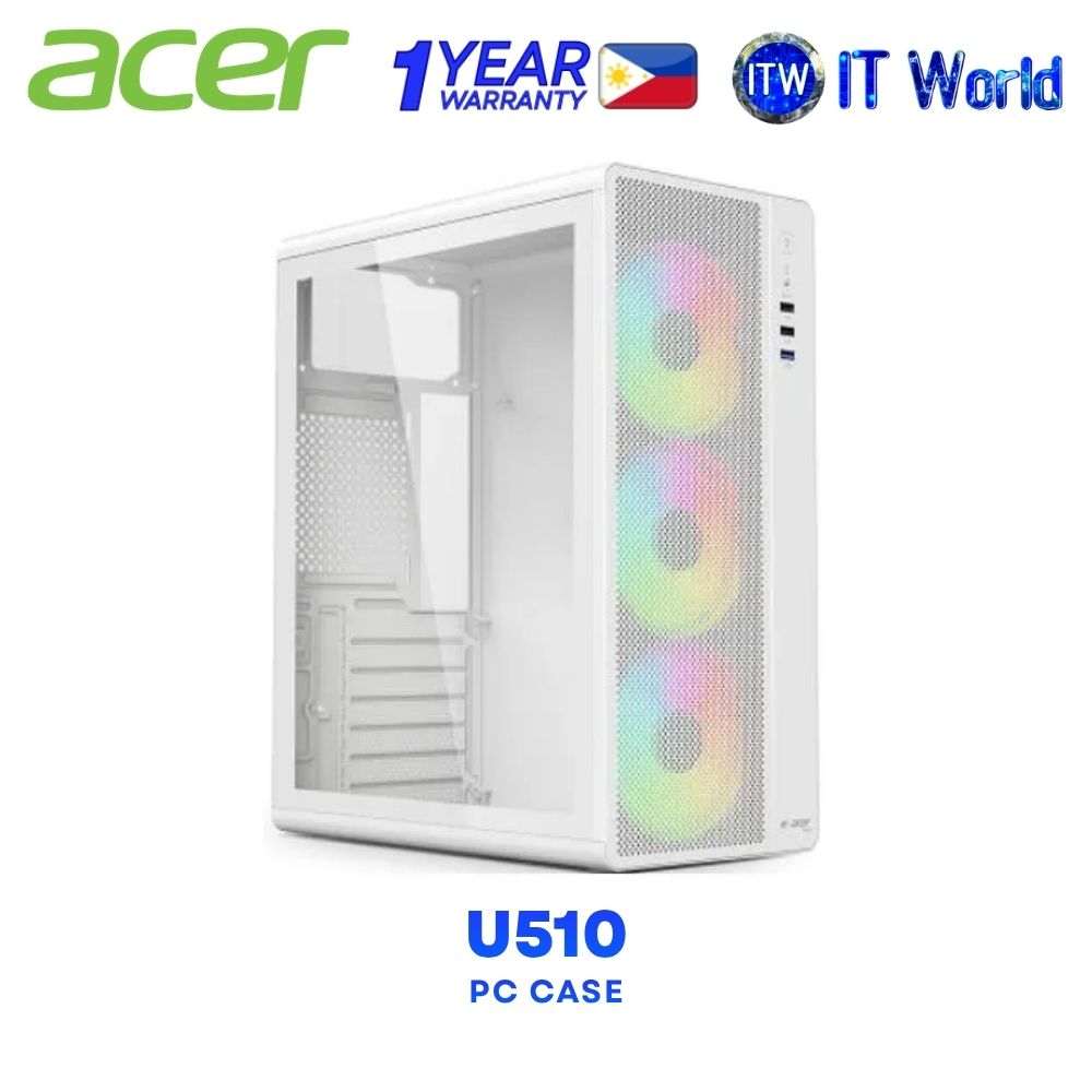 Acer U510 ITX / micro-ATX / ATX Tempered Glass PC Case - White
