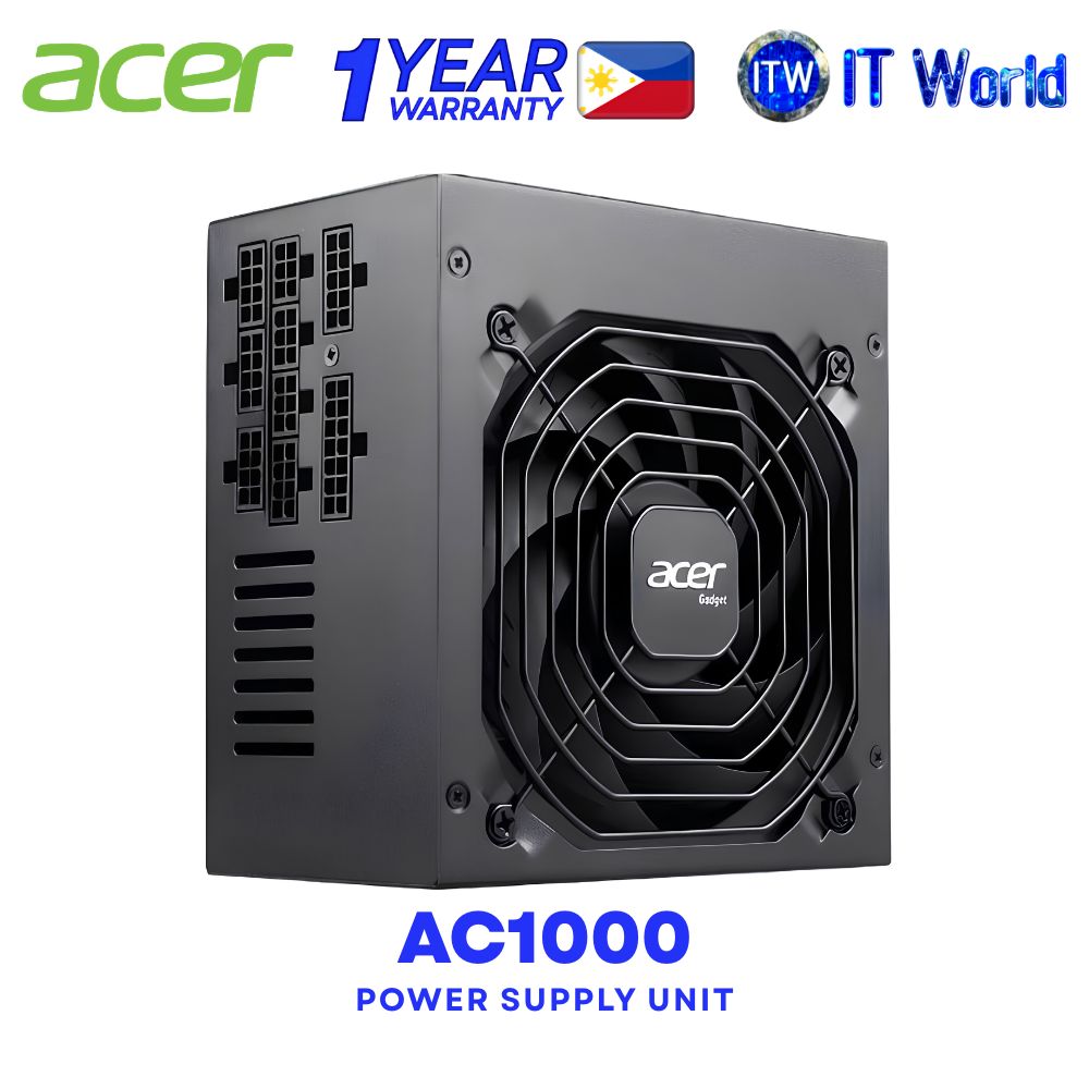 Acer AC1000 1000W 80Plus Gold Certified Active PFC Fully Modular Power Supply Unit - Black