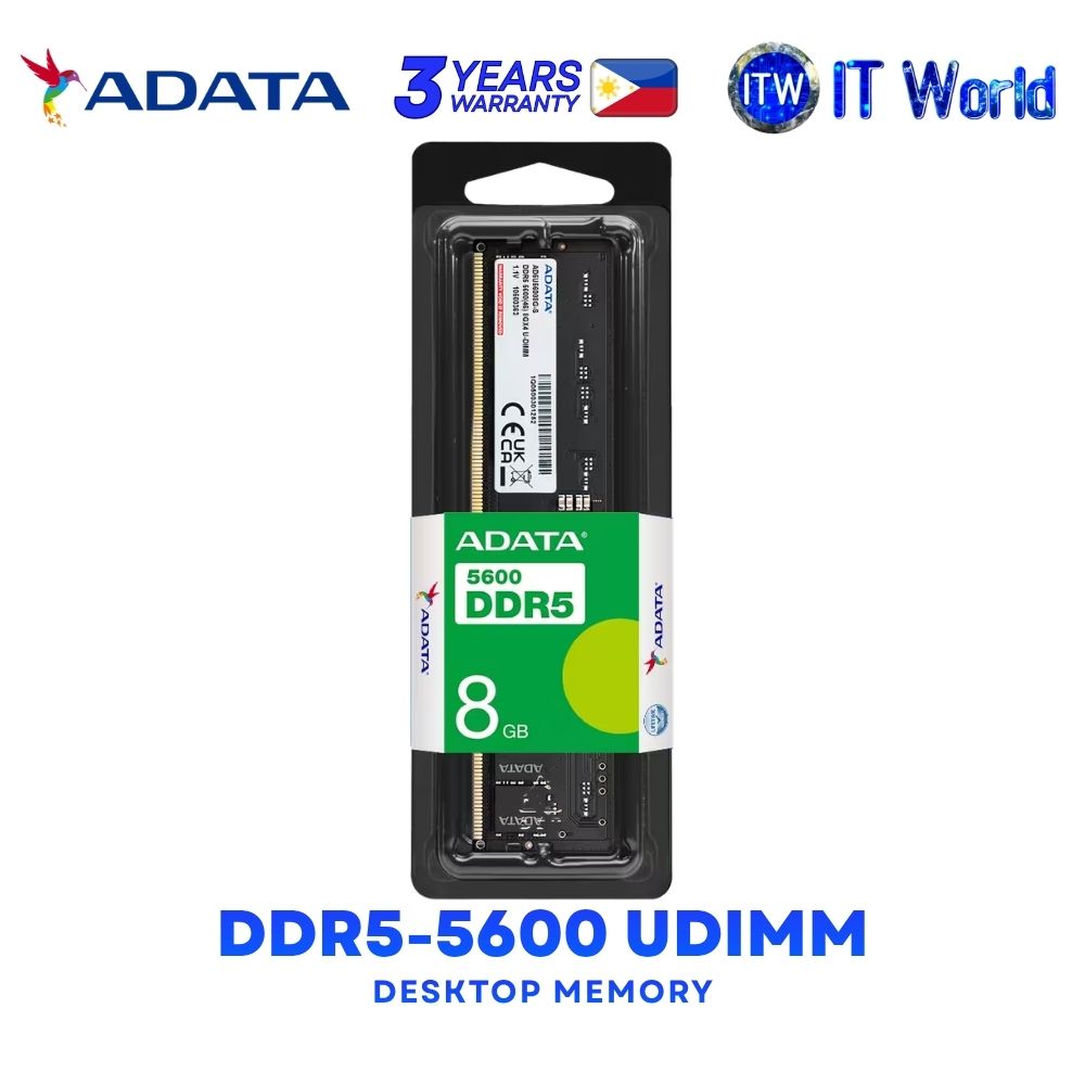 ADATA DDR5-5600Mhz 8GB (1x8GB) Single UDIMM Dekstop Memory AD-AD5U56008G-S