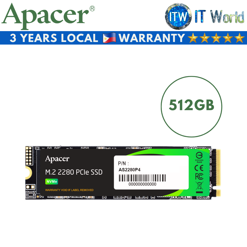Apacer AS2280P4 M.2 PCIe Gen3x4 Internal SSD  512GB (AP512GAS2280P4-1)