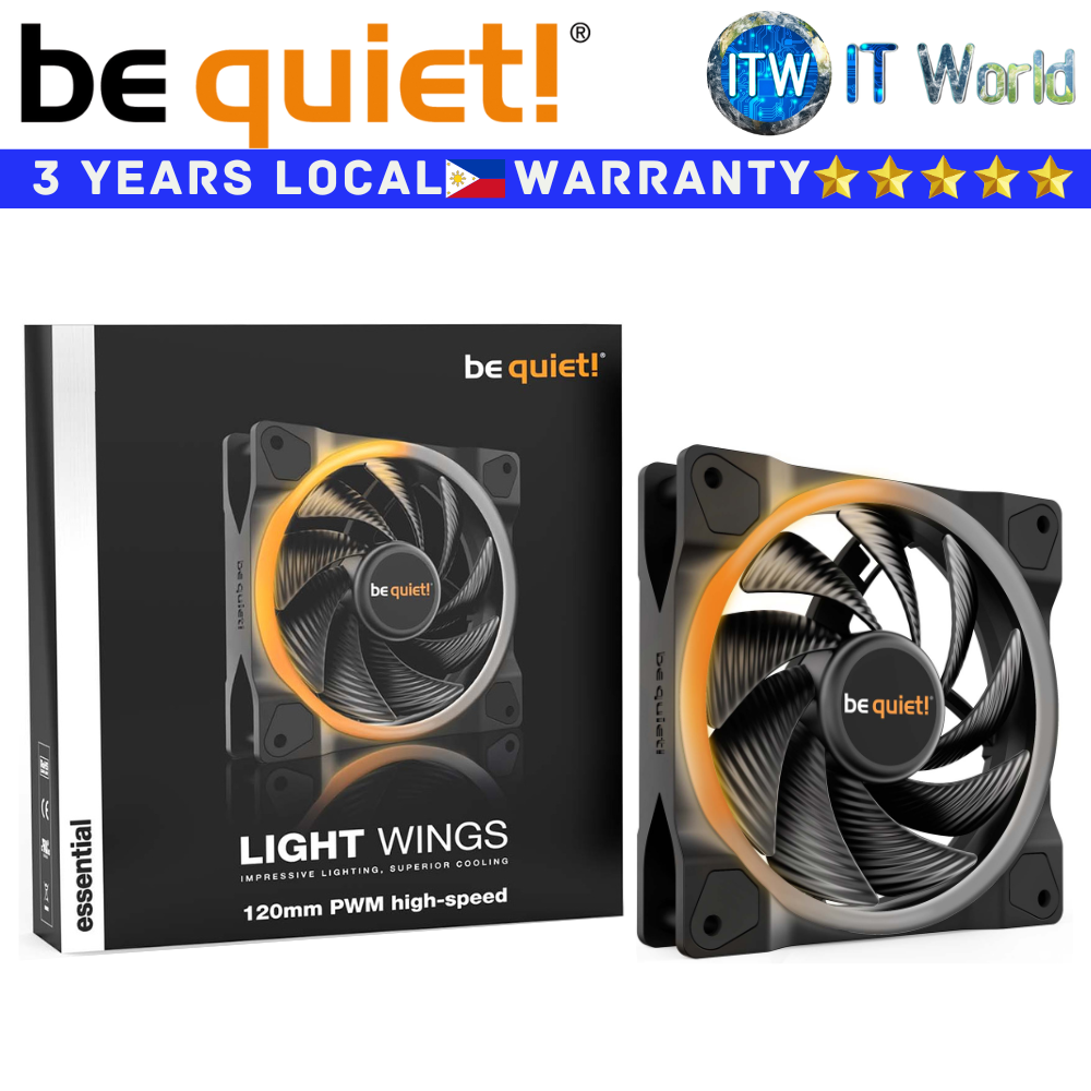 Be Quiet! PC Fan Light Wings Black 120mm PWM High Speed ARGB LED Rifle Bearing Tech (BL073)