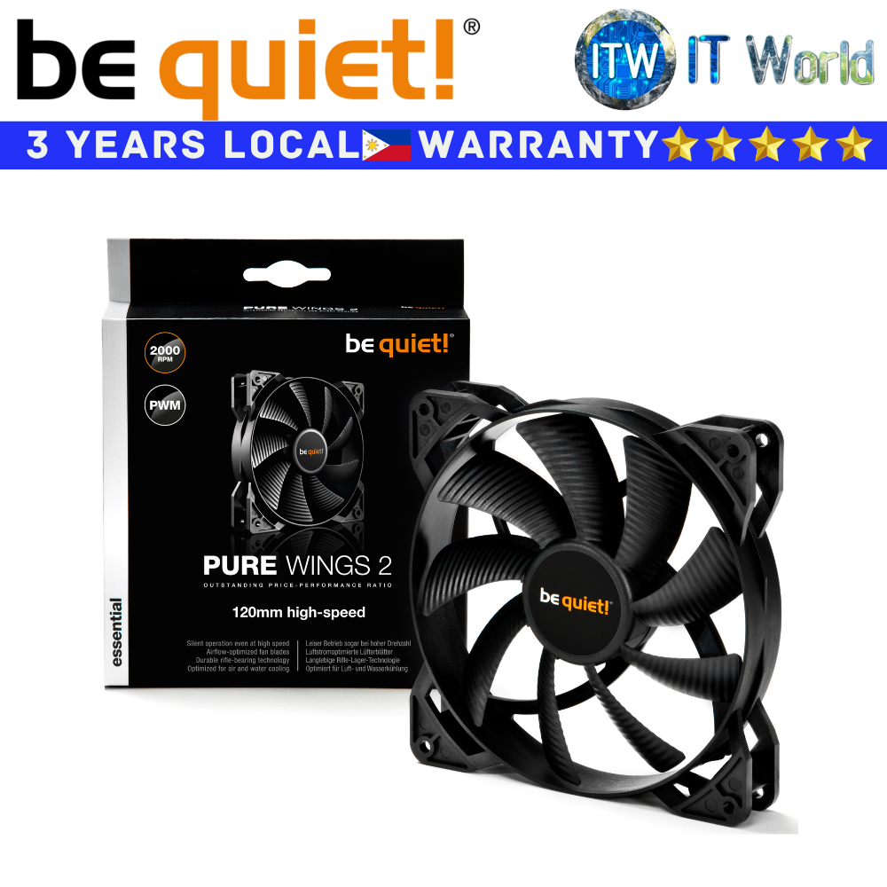 Be Quiet! PC Fan Pure Wings 2 Black Single Fan 120mm High Speed Rifle Bearing Tech (BL081)