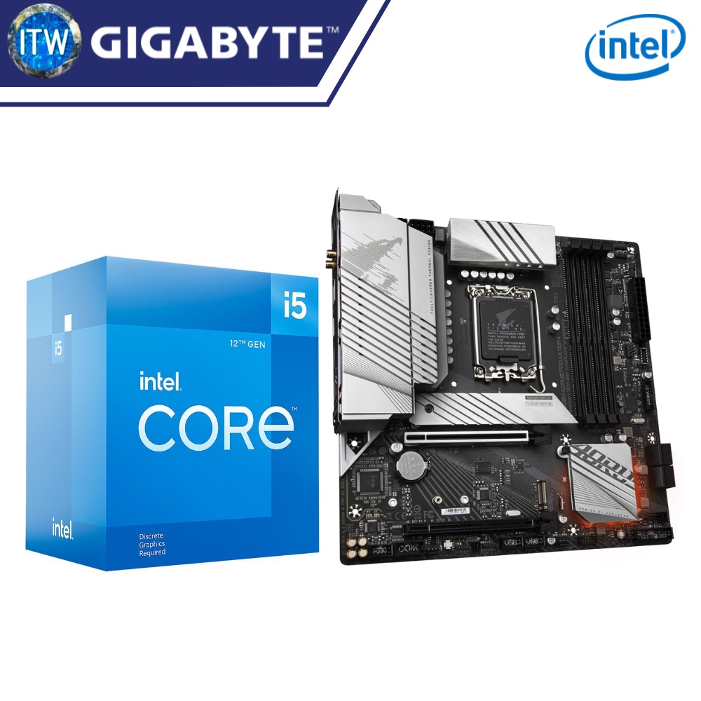 Intel Core i5-12400f Processor with Gigabyte B660M Aorus Pro AX DDR4 w/ WiFi Motherboard Bundle