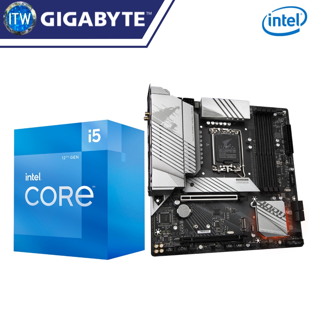 Intel Core i5-12500 Processor with Gigabyte B660M Aorus Pro AX DDR4 w/ WiFi Motherboard Bundle