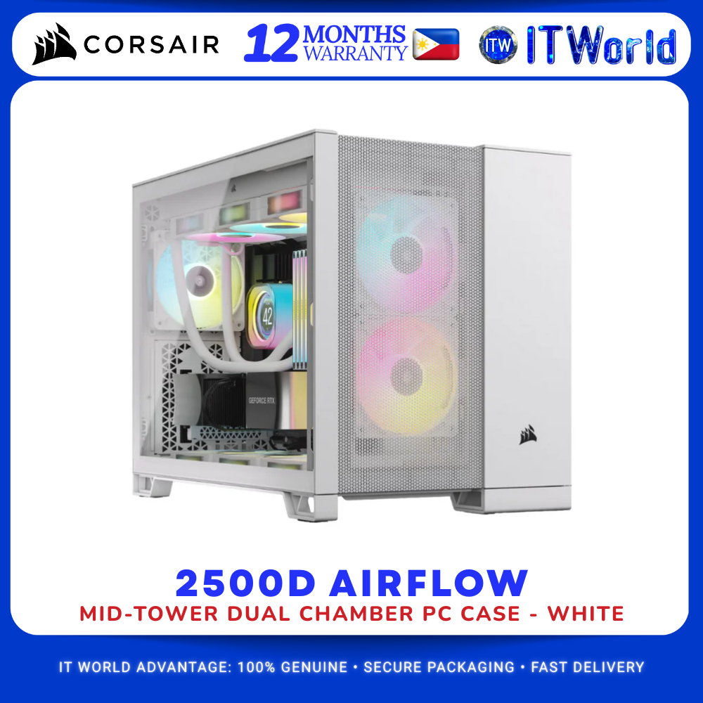 Corsair 2500D Airflow White Dual Chamber Tempered Glass mATX & mITX CS-CC-9011264-WW itw