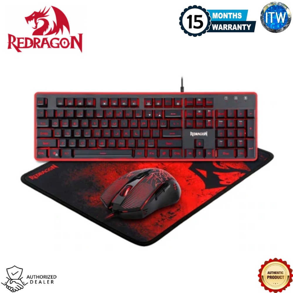 Redragon S107-104 Key RGB Mechanical Gaming Keyboard, Wired 3200DPI Mouse, Large MousePad Set