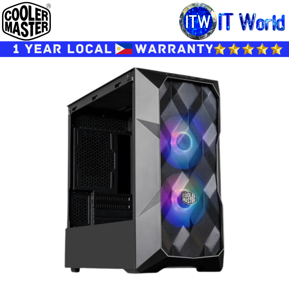 Cooler Master Computer PC Case TD300 Mesh Mini Tower Tempered Glass Side Panel Black